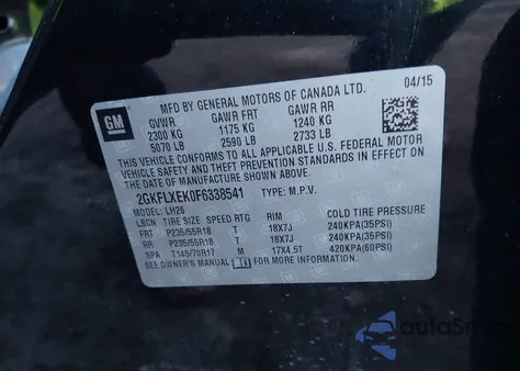 2015 GMC Terrain Slt-1 z USA, uszkodzony, nr VIN 2GKFLXEK0F6338541